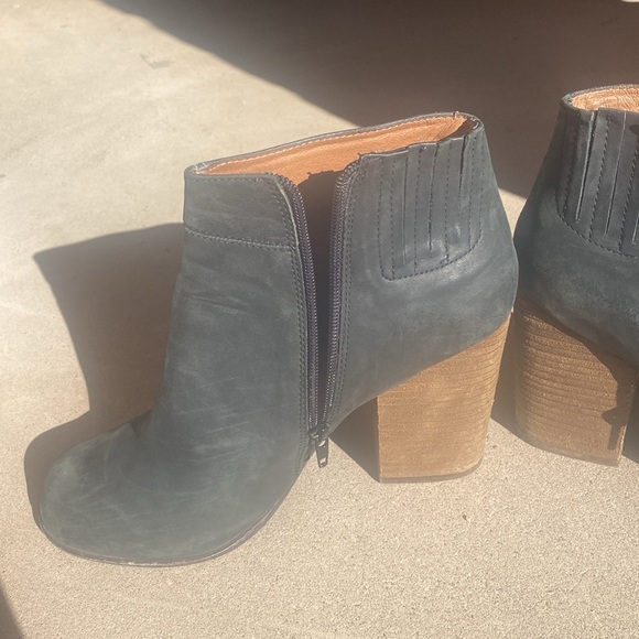 Jeffrey Campbell Hanger Washed Leather Chunky Ankle Boots Size 10 Blackish Gray - Picture 4 of 12